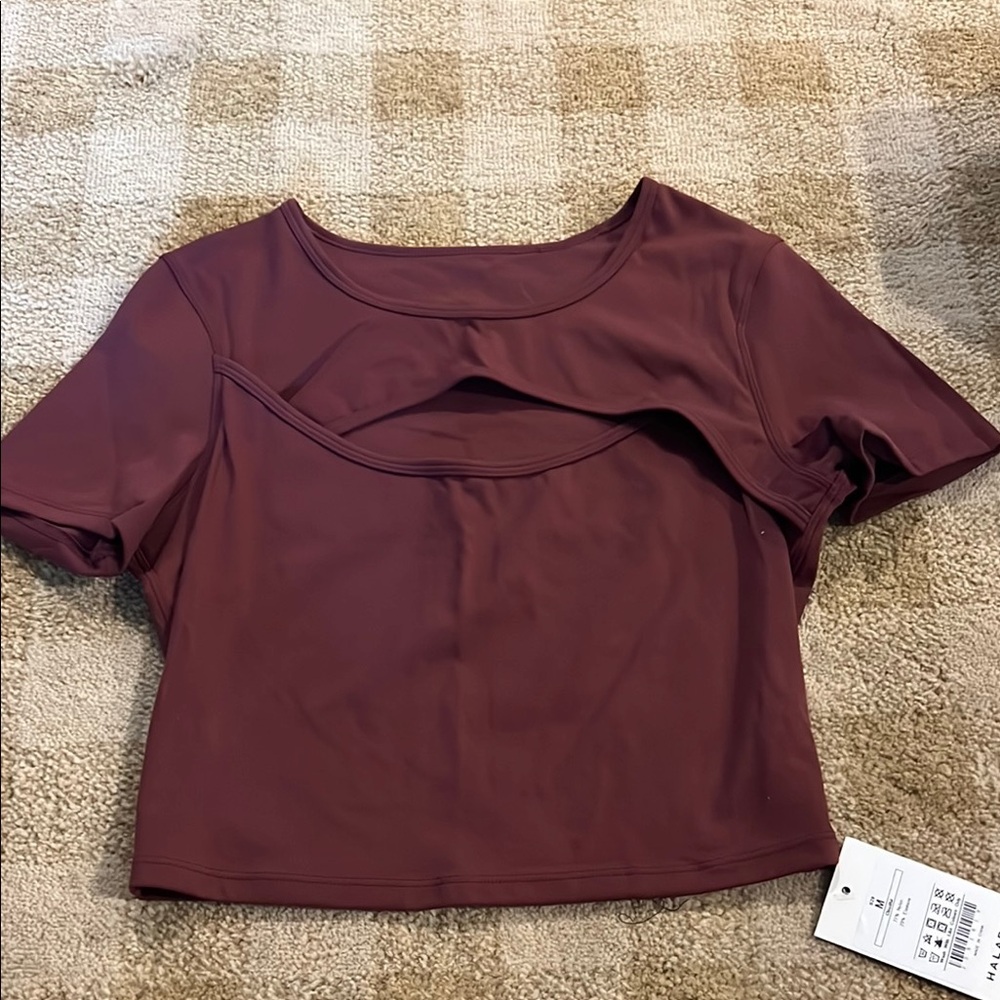 HALARA Maroon Cutout Crop Top